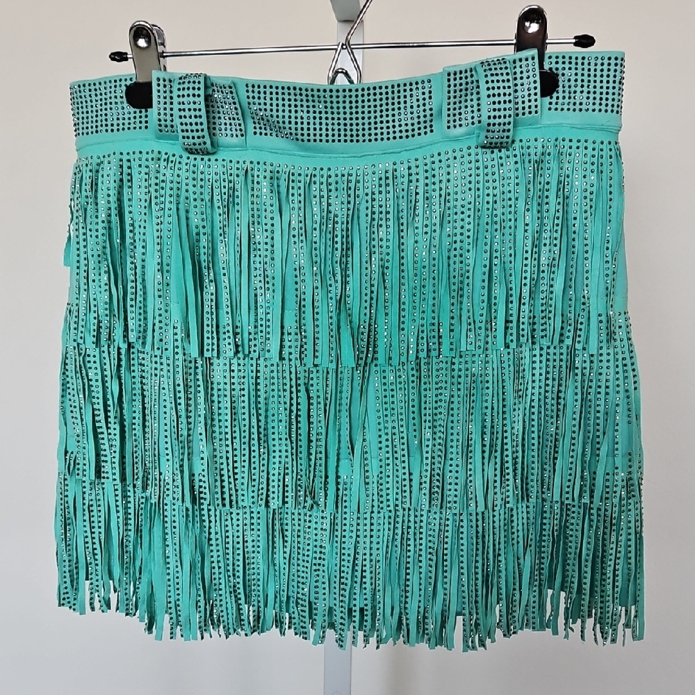 Chic Fringe Mini Skort - Aqua/seafoam